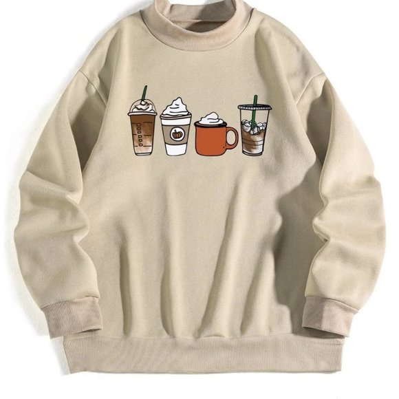 . Sweaters - graphic pumpkin spice latte pullover cute casual fall winter warm fun